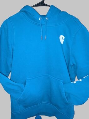 Carhartt Blue Pullover Hoodie with Logo